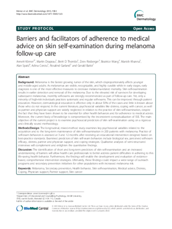 Barriers and facilitators of adherence to medical advice on skin self-examination during melanoma follow-up care thumbnail