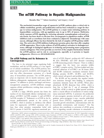 The mTOR pathway in hepatic malignancies thumbnail