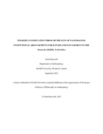 Wildlife conservation through the lens of pastoralism: Institutional arrangements for rangeland management in the Maasai Steppe, Tanzania thumbnail