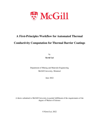 A First-Principles Workflow for Automated Thermal Conductivity Computation for Thermal Barrier Coatings thumbnail