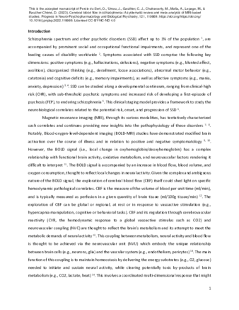 Cerebral blood flow in schizophrenia: A systematic review and meta-analysis of MRI-based studies thumbnail