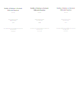 Stability of Solutions to Stochastic Differential Equations thumbnail
