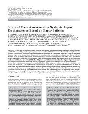 Study of Flare Assessment in Systemic Lupus Erythematosus Based on Paper Patients thumbnail