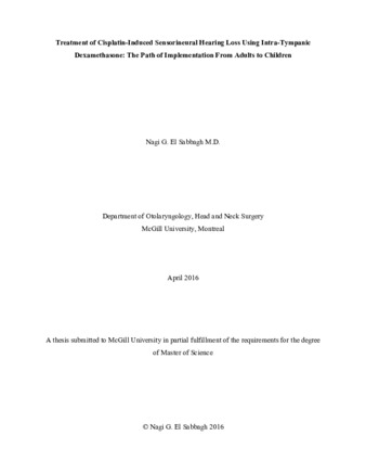 Treatment of Cisplatin-induced sensorineural hearing loss using intratympanic dexamethasone: the path of implementation from adults to children thumbnail