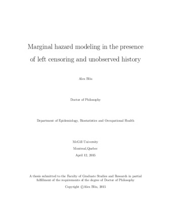 Marginal hazard modeling in the presence of left censoring and unobserved history thumbnail