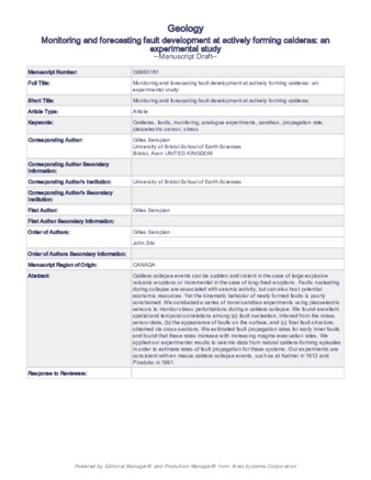 Monitoring and forecasting fault development at actively forming calderas: An experimental study thumbnail