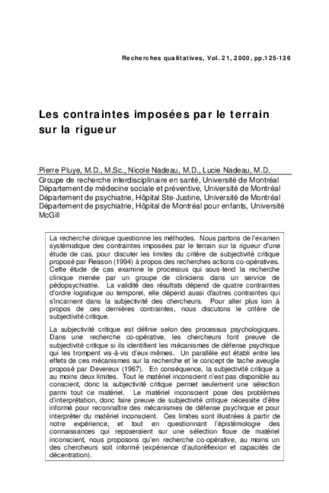 Les contraintes imposées par le terrain sur la rigueur thumbnail