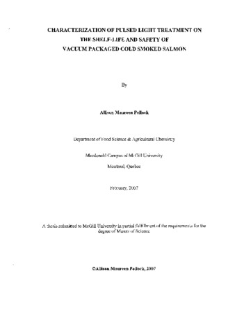 Characterization of pulsed light treatment on the shelf-life and safety of vacuum packaged cold smoked salmon thumbnail