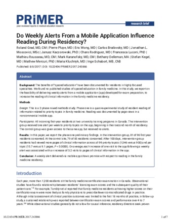 Do Weekly Alerts From a Mobile Application Influence Reading During Residency? thumbnail