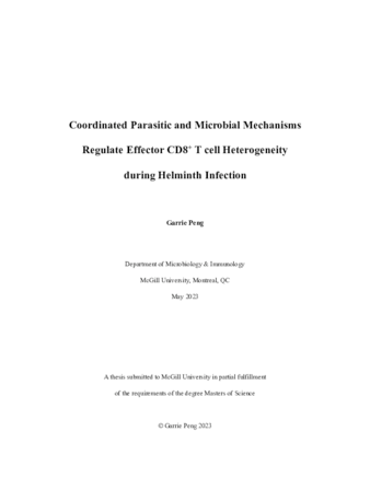 Coordinated Parasitic and Microbial Mechanisms Regulate Effector CD8+ T cell Heterogeneity during Helminth Infection thumbnail
