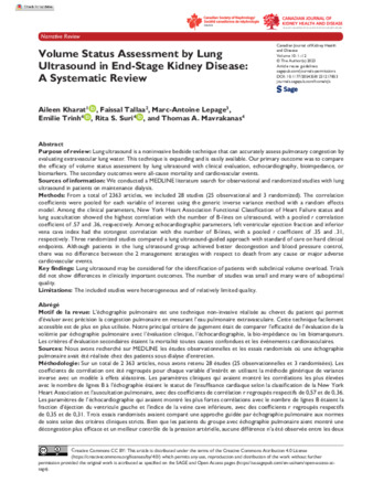 Volume Status Assessment by Lung Ultrasound in End-Stage Kidney Disease: A Systematic Review thumbnail