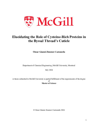 Elucidating the role of cysteine-rich proteins in the byssal thread’s cuticle. thumbnail