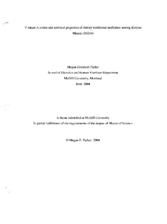 Vitamin A intake and antiviral properties of dietary traditional medicines among Kenyan Maasai children thumbnail