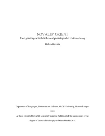 Novalis' Orient: Eine geistesgeschichtliche und philologische Untersuchung thumbnail