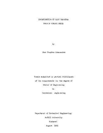 Investigation of heat transfer through porous media. thumbnail