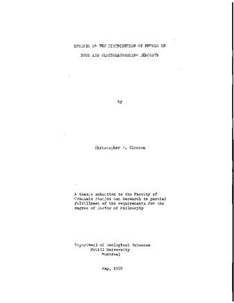 Studies on the distribution of metals in bogs and glaciolacustrine deposits. thumbnail