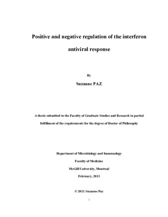 Positive and negative regulation of the interferon antiviral response thumbnail