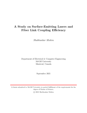 A study on surface-emitting lasers and fiber link coupling efficiency thumbnail