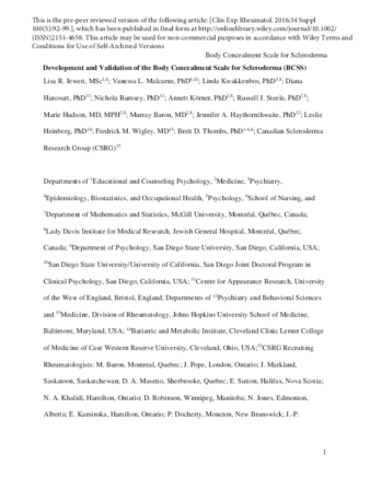 Examination of the association of sex and race/ethnicity with appearance concerns: a Scleroderma Patient-centered Intervention Network (SPIN) Cohort study thumbnail