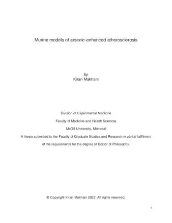 Murine models of arsenic-enhanced atherosclerosis thumbnail