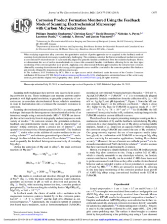 Corrosion product formation monitored using the feedback mode of scanning electrochemical microscopy with carbon microelectrodes thumbnail