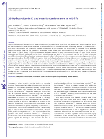 25-Hydroxyvitamin D and cognitive performance in mid-life thumbnail