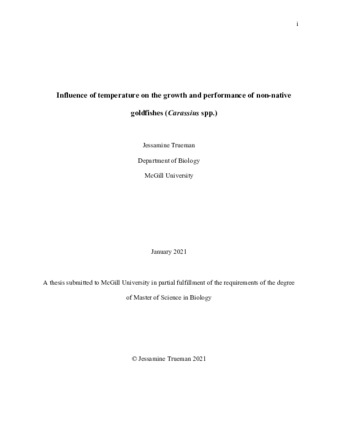 Influence of temperature on the growth and performance of non-native goldfishes «Carassius» spp. thumbnail