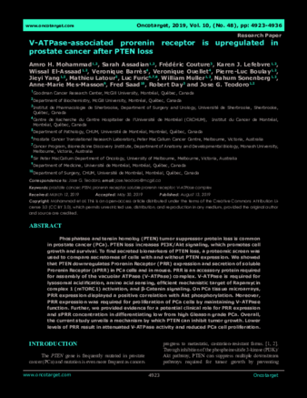 V-ATPase-associated prorenin receptor is upregulated in prostate cancer after PTEN loss thumbnail