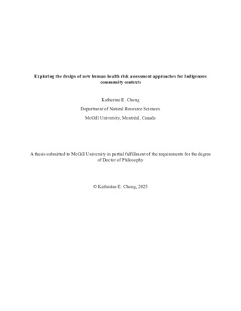 Exploring the design of new human health risk assessment approaches for Indigenous community contexts thumbnail