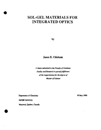 Sol-gel materials for integrated optics thumbnail