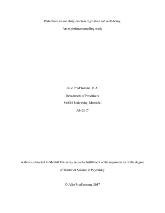 Perfectionism and daily emotion regulation and well-being: An experience sampling study thumbnail