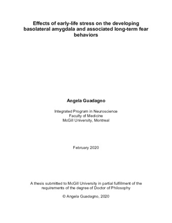 Effects of early-life stress on the developing basolateral amygdala and associated long-term fear behaviors thumbnail