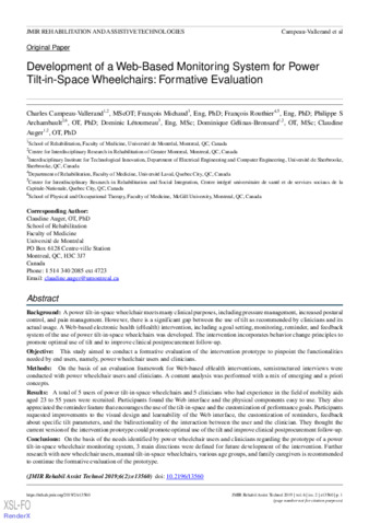 Development of a Web-Based Monitoring System for Power Tilt-in-Space Wheelchairs: Formative Evaluation thumbnail