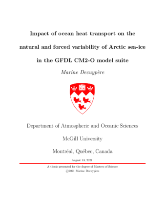 Impact of ocean heat transport on the natural and forced variability of Arctic sea-ice in the GFDL CM2-O model suite thumbnail