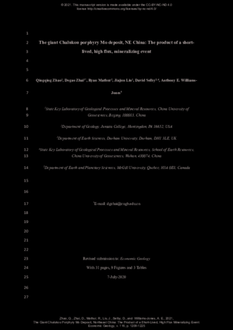 The Giant Chalukou Porphyry Mo Deposit, Northeast China: The Product of a Short-Lived, High Flux Mineralizing Event thumbnail