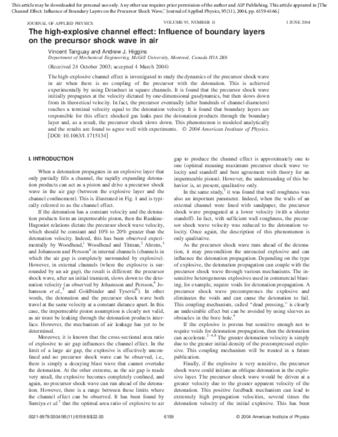The high-explosive channel effect: Influence of boundary layers on the precursor shock wave in air thumbnail