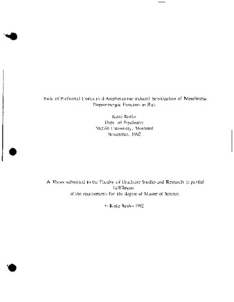 Role of prefrontal cortex in d-amphetamine-induces sensitization of mesolimbic dopaminergic function in rat thumbnail