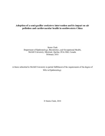 Adoption of a semi-gasifier cookstove intervention and its impact on air pollution and cardiovascular health in southwestern China thumbnail