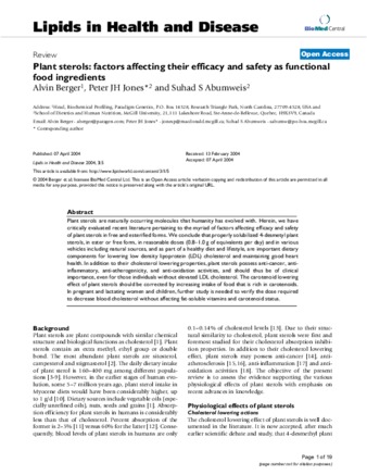 Plant sterols: factors affecting their efficacy and safety as functional food ingredients thumbnail