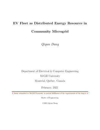 EV fleet as distributed energy resource in community microgrid thumbnail