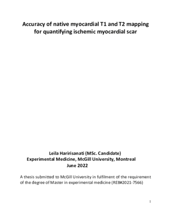 Accuracy of native myocardial T1 and T2 mapping for quantifying ischemic myocardial injury thumbnail