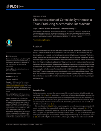 Characterization of Cereulide Synthetase, a Toxin-Producing Macromolecular Machine thumbnail