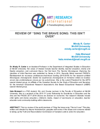 Review of “Sing the Brave Song: This Isn’t Over” thumbnail