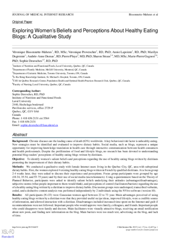 Exploring women's beliefs and perceptions about healthy eating blogs: a qualitative study thumbnail