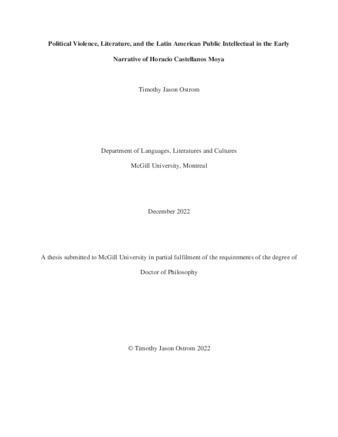 Political Violence, Literature, and the Latin American Public Intellectual in the Early Narrative of Horacio Castellanos Moya thumbnail