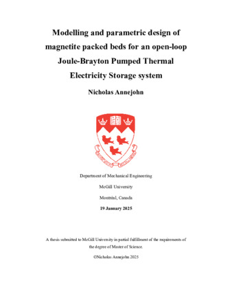 Modelling and parametric design of magnetite packed beds for an open-loop Joule-Brayton Pumped Thermal Electricity Storage system thumbnail