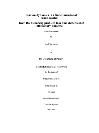 Radion dynamics in a five-dimensional brane-world : from the hierarchy problem to a four-dimensional inflationary universe thumbnail