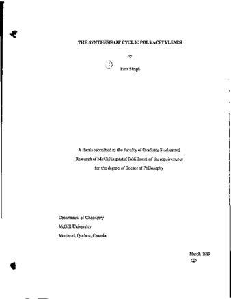 The synthesis of cyclic polyacetylenes / thumbnail