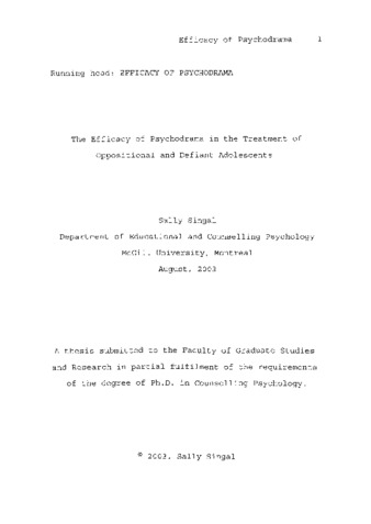 The efficacy of psychodrama in the treatment of oppositional and defiant adolescents thumbnail