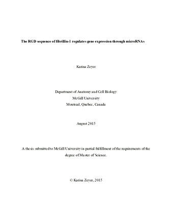 The RGD sequence of fibrillin-1 regulates gene expression through microRNAs thumbnail